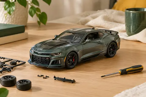 Maquette métallique de Chevrolet Camaro ZL1 au 1/24 avec son tournevis et des pièces à assembler