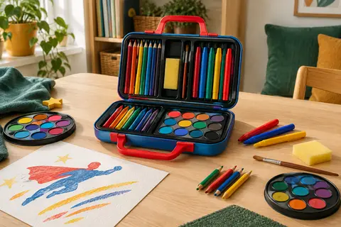 Mallette créative Marvel avec feutres, crayons, aquarelles et accessoires de dessin pour enfant