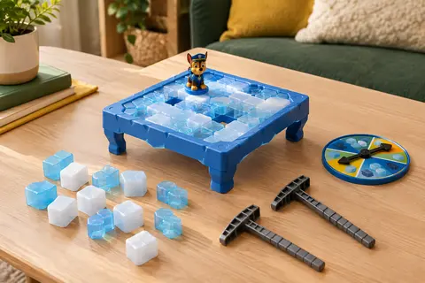 Jeu Don’t Drop Chase avec son plateau, ses blocs de glace, la figurine de Chase et deux marteaux